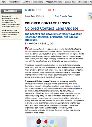 Contact Lens Spectrum: Colored Contact Lens Update 2016