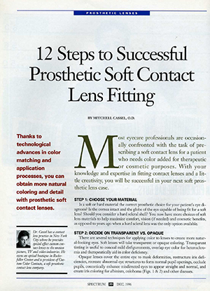 Contact Lens Spectrum: 12 Steps to Successful Prosthetic Soft Contact Lens Fitting